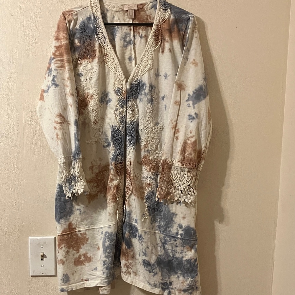 LOGO by Lori Goldstein Tie-Dye Cardigan Kimono size Large
